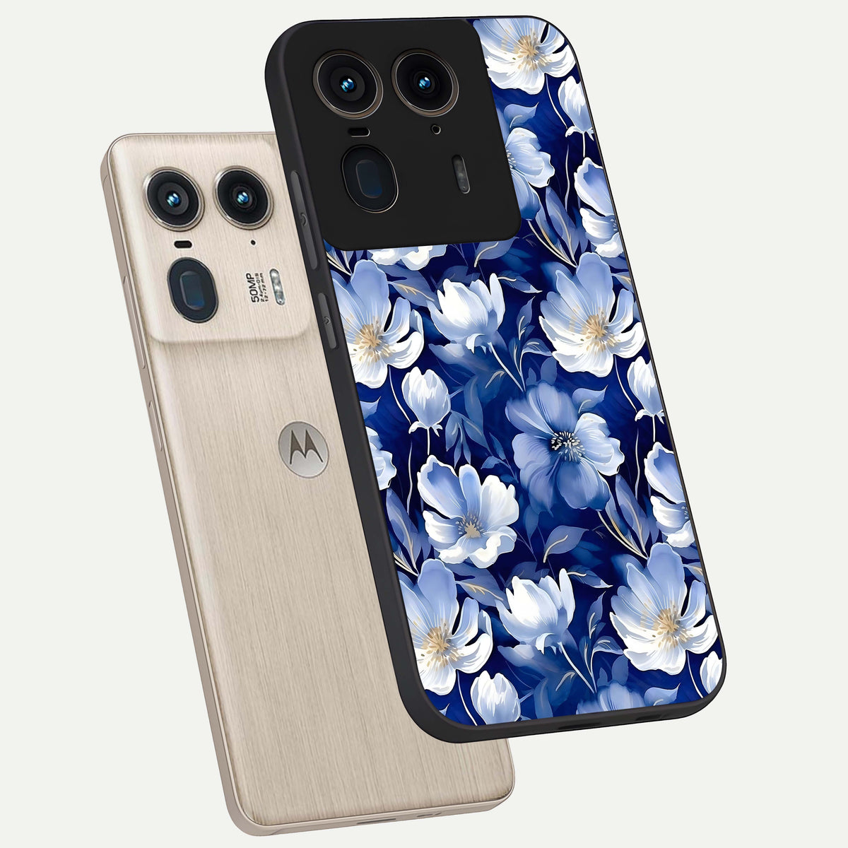  Cute Floral Patterns phone case For Moto Edge 50 Ultra showing premium glass back cover with detailed artwork
