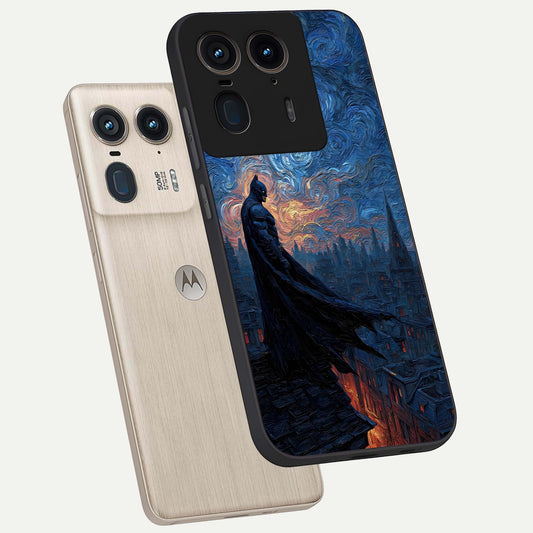  Dark Knight Dusk phone case For Moto Edge 50 Ultra showing premium glass back cover with detailed artwork