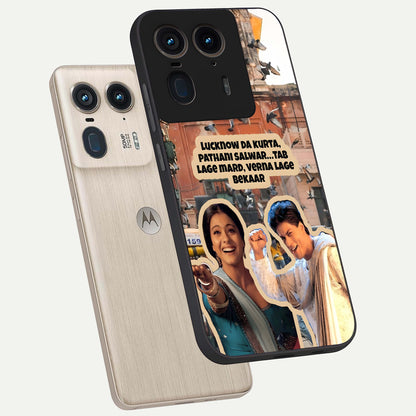  Desi Retro Vibes phone case For Moto Edge 50 Ultra showing premium glass back cover with detailed artwork
