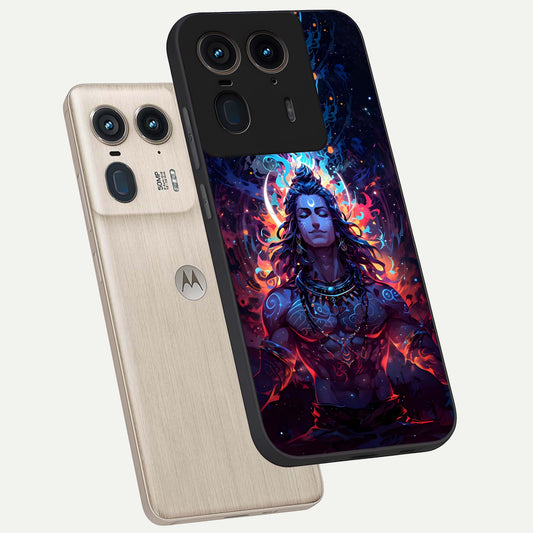 Divine Fire Shiv phone case For Moto Edge 50 Ultra showing premium glass back cover with detailed artwork