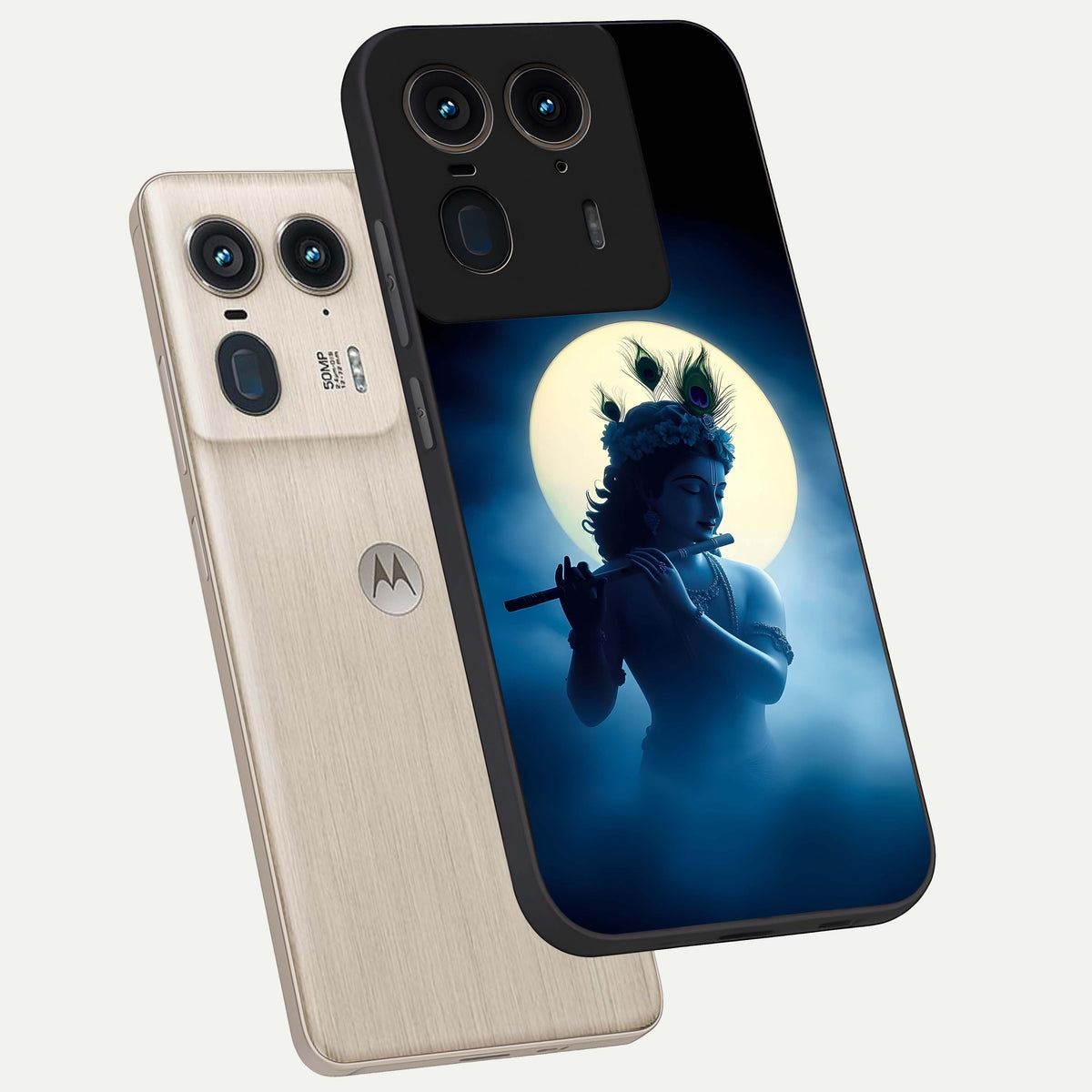  Divine Moon Flute phone case For Moto Edge 50 Ultra showing premium glass back cover with detailed artwork