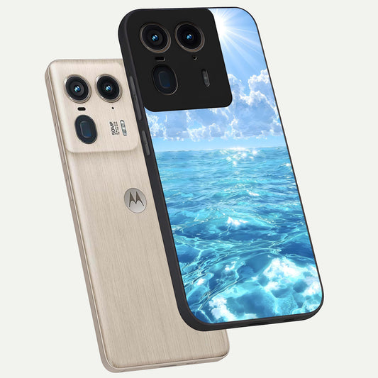  Endless Ocean Horizon phone case For Moto Edge 50 Ultra showing premium glass back cover with detailed artwork