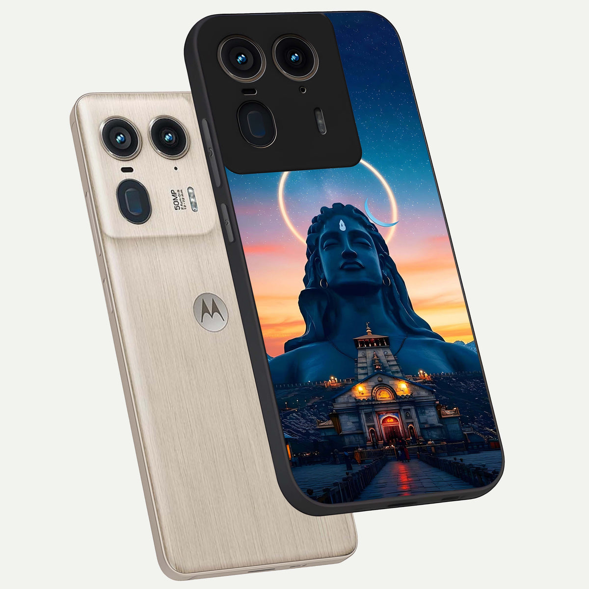 Eternal Shiva Aura phone case For Moto Edge 50 Ultra showing premium glass back cover with detailed artwork