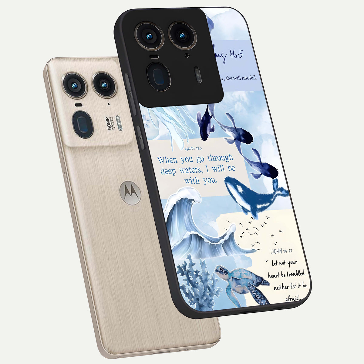  Faithful Ocean Promise phone case For Moto Edge 50 Ultra showing premium glass back cover with detailed artwork