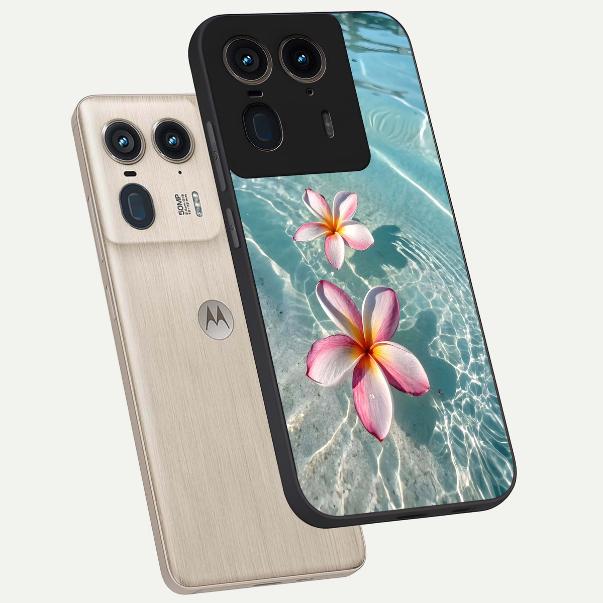 Floating Bloom Bliss phone case For Moto Edge 50 Ultra showing premium glass back cover with detailed artwork