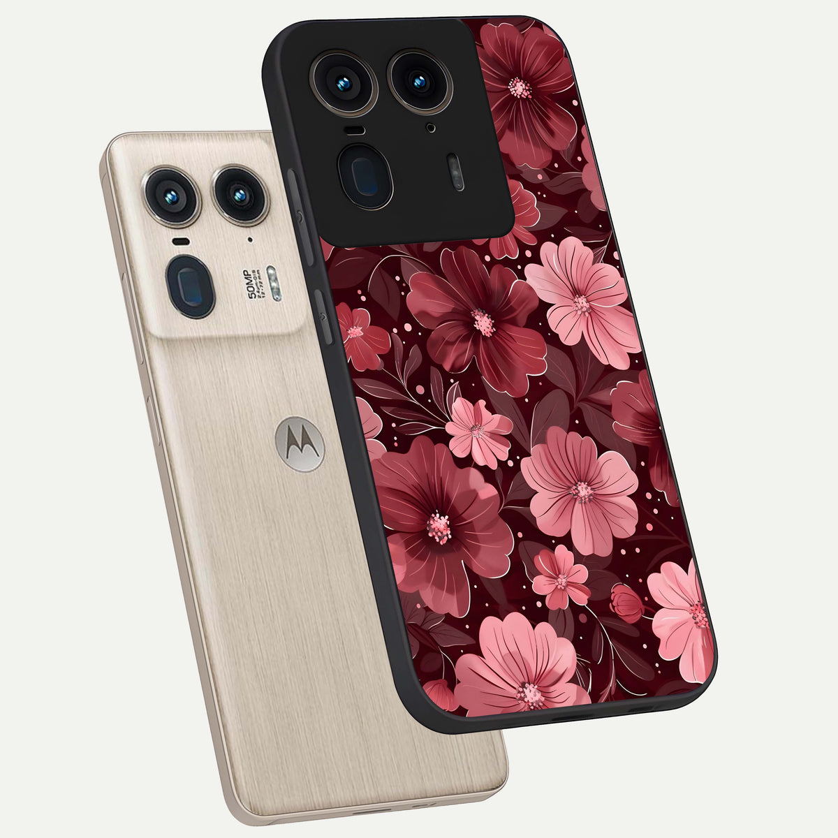  Flower Blush Bloom phone case For Moto Edge 50 Ultra showing premium glass back cover with detailed artwork