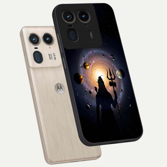  Galactic Shiva Vision phone case For Moto Edge 50 Ultra showing premium glass back cover with detailed artwork