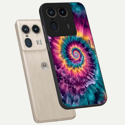  Galactic Spiral Burst phone case For Moto Edge 50 Ultra showing premium glass back cover with detailed artwork