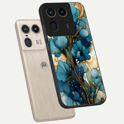  Golden Bloom Symphony phone case For Moto Edge 50 Ultra showing premium glass back cover with detailed artwork