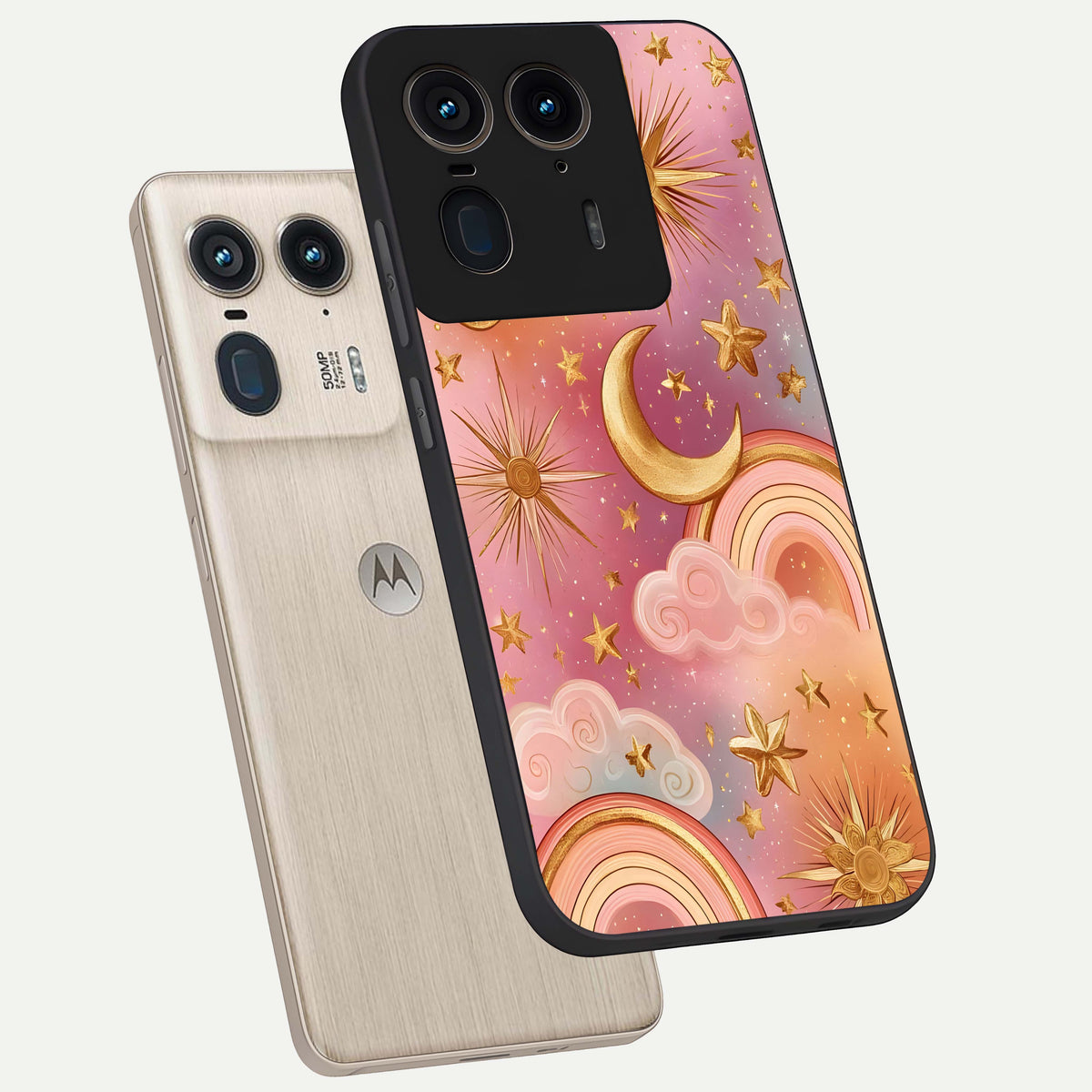 Golden Celestial Dreams phone case For Moto Edge 50 Ultra showing premium glass back cover with detailed artwork