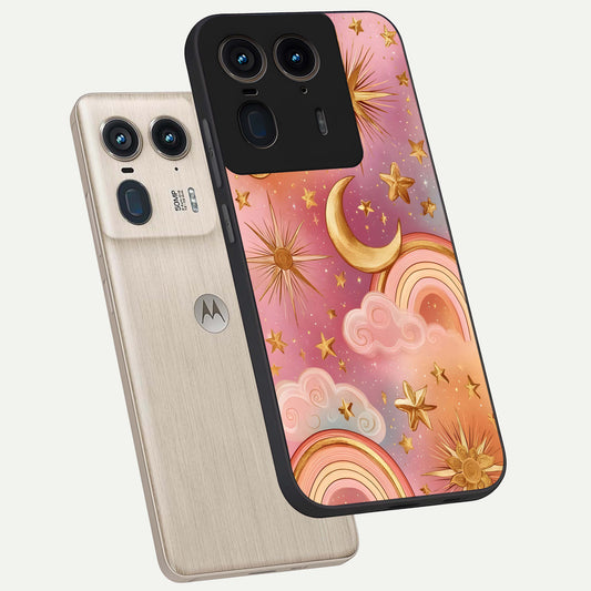  Golden Celestial Dreams phone case For Moto Edge 50 Ultra showing premium glass back cover with detailed artwork
