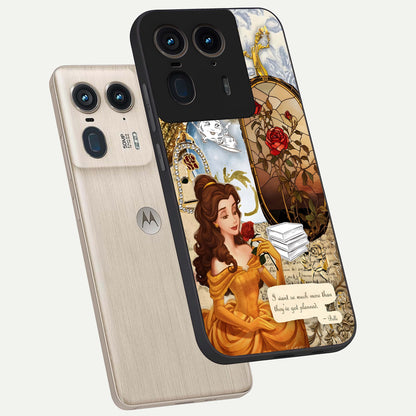  Golden Dream Belle phone case For Moto Edge 50 Ultra showing premium glass back cover with detailed artwork
