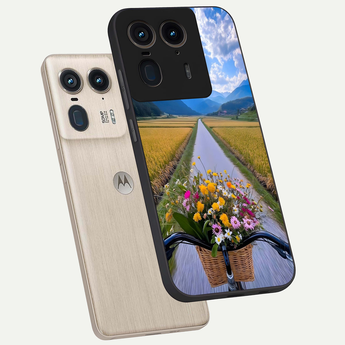  Golden Field Journey phone case For Moto Edge 50 Ultra showing premium glass back cover with detailed artwork