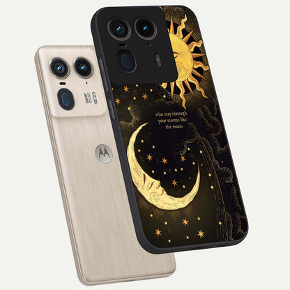  Golden Lunar Love phone case For Moto Edge 50 Ultra showing premium glass back cover with detailed artwork