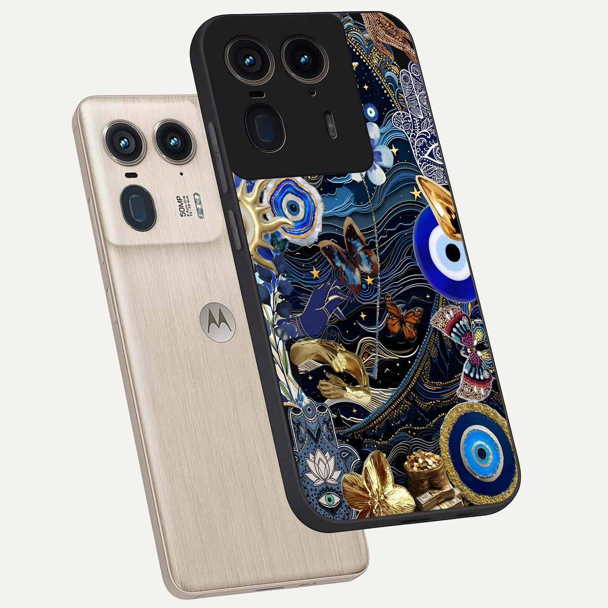  Golden Moon Magic phone case For Moto Edge 50 Ultra showing premium glass back cover with detailed artwork