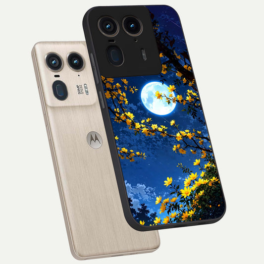  Golden Night Glow phone case For Moto Edge 50 Ultra showing premium glass back cover with detailed artwork