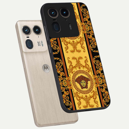  Golden Royal Heritage phone case For Moto Edge 50 Ultra showing premium glass back cover with detailed artwork