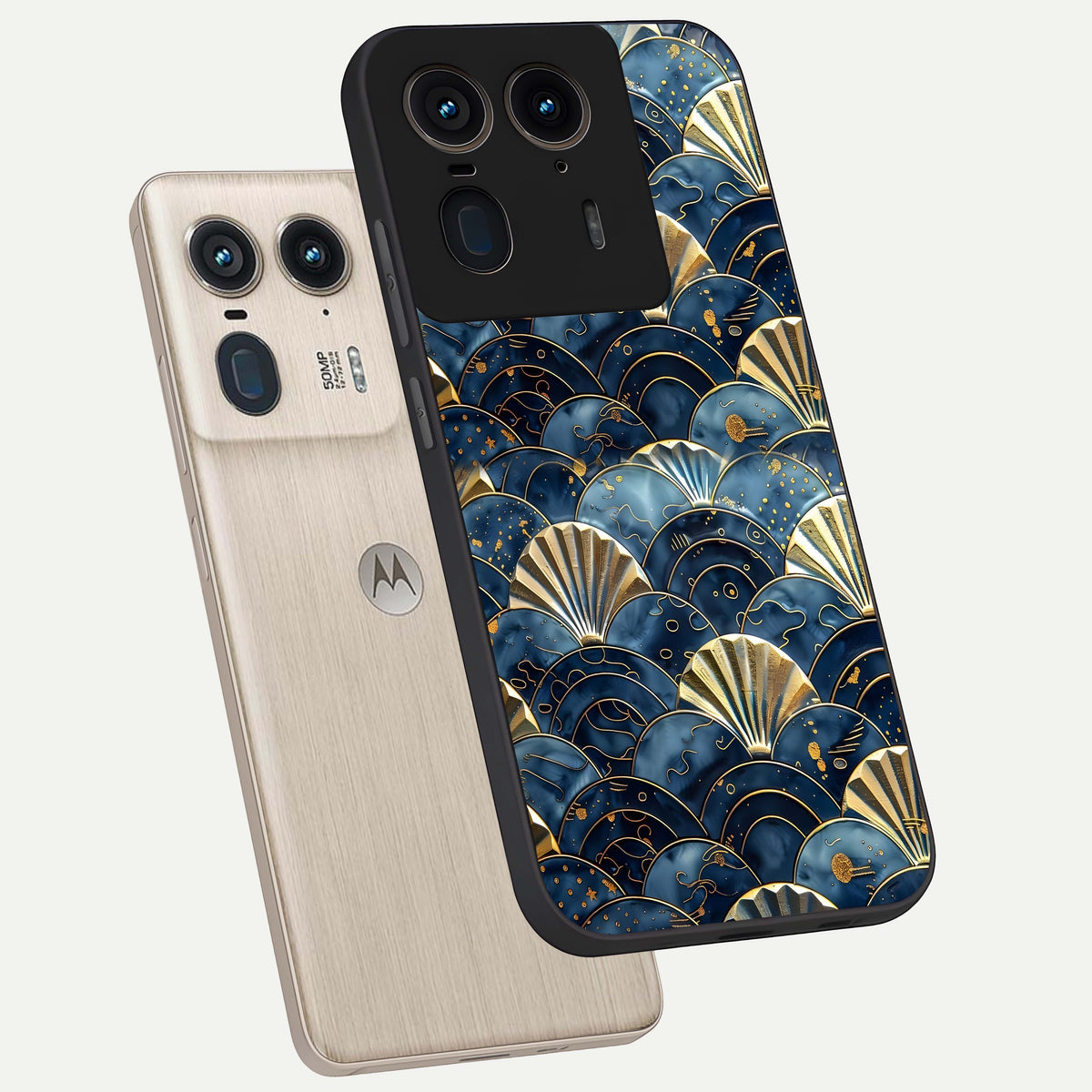  Golden Wave Luxe phone case For Moto Edge 50 Ultra showing premium glass back cover with detailed artwork