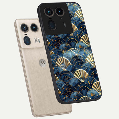  Golden Wave Luxe phone case For Moto Edge 50 Ultra showing premium glass back cover with detailed artwork