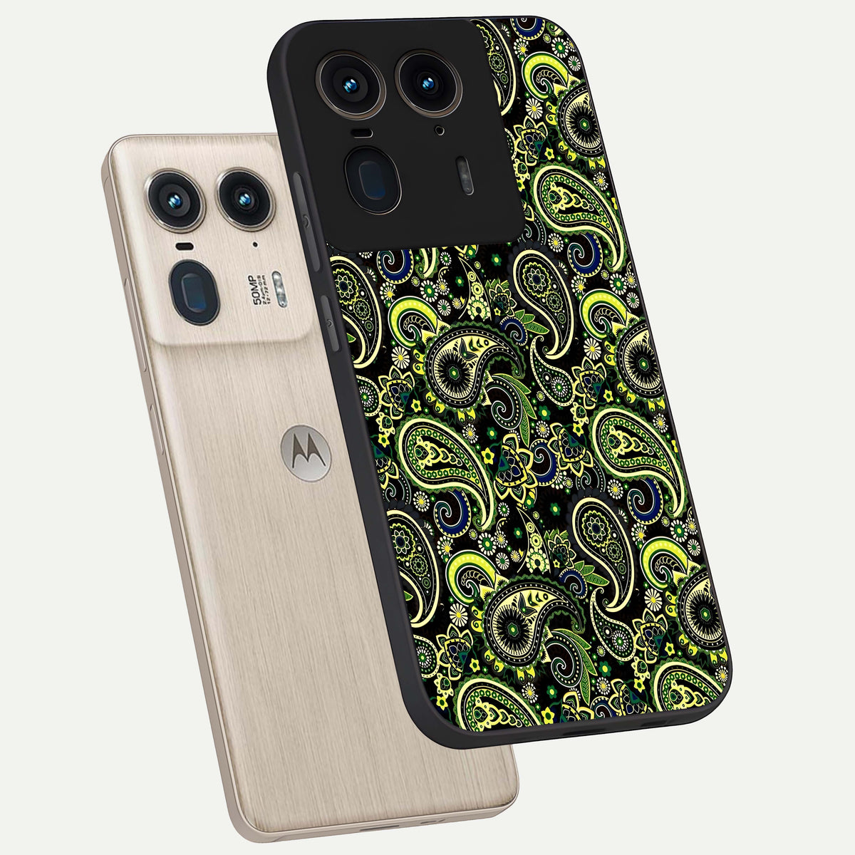 Green Lemon phone case For Moto Edge 50 Ultra showing premium glass back cover with detailed artwork