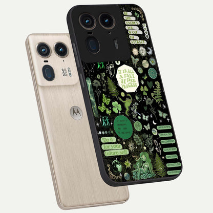  Green Mandala Pattern phone case For Moto Edge 50 Ultra showing premium glass back cover with detailed artwork