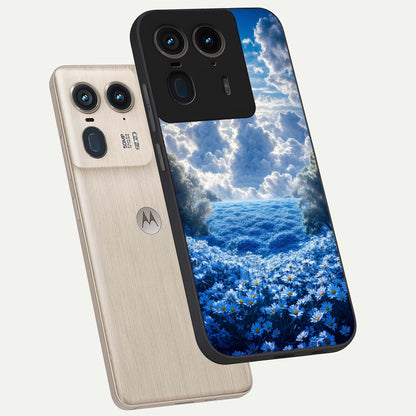  Heavenly Daisy Horizon phone case For Moto Edge 50 Ultra showing premium glass back cover with detailed artwork
