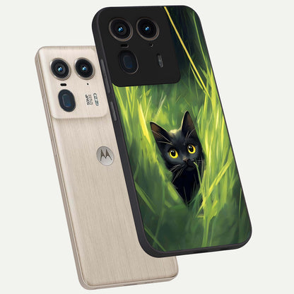  Hidden Cat Whisper phone case For Moto Edge 50 Ultra showing premium glass back cover with detailed artwork