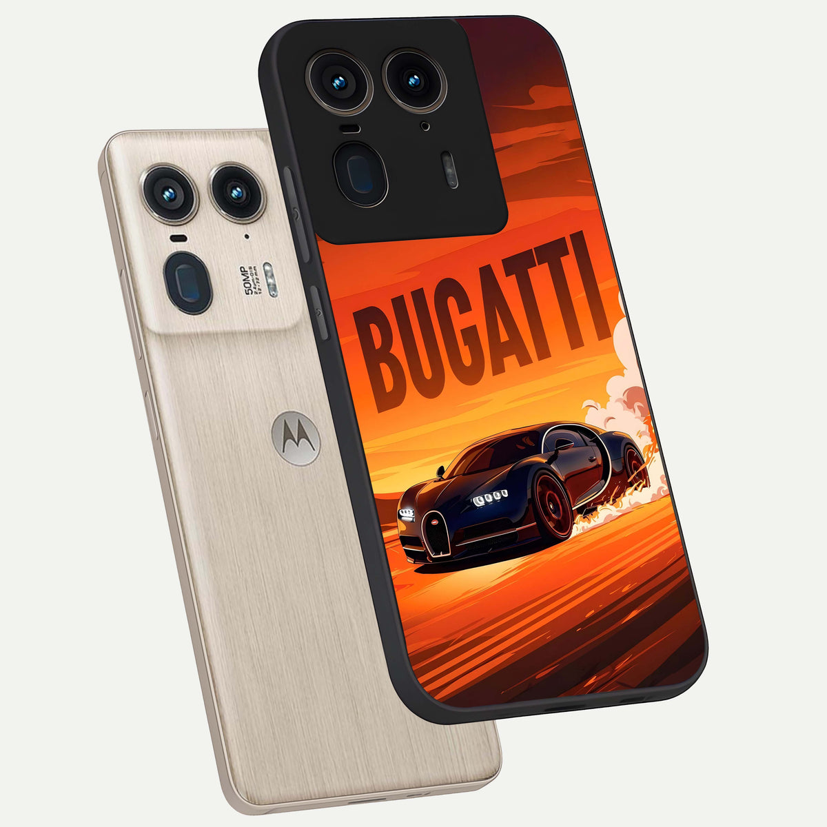  Inferno Bugatti Storm phone case For Moto Edge 50 Ultra showing premium glass back cover with detailed artwork