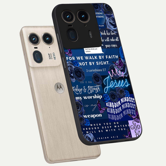  Kingdom Faith Glow phone case For Moto Edge 50 Ultra showing premium glass back cover with detailed artwork