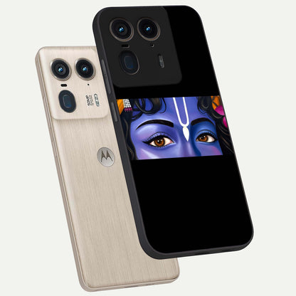  Krishna Eye phone case For Moto Edge 50 Ultra showing premium glass back cover with detailed artwork