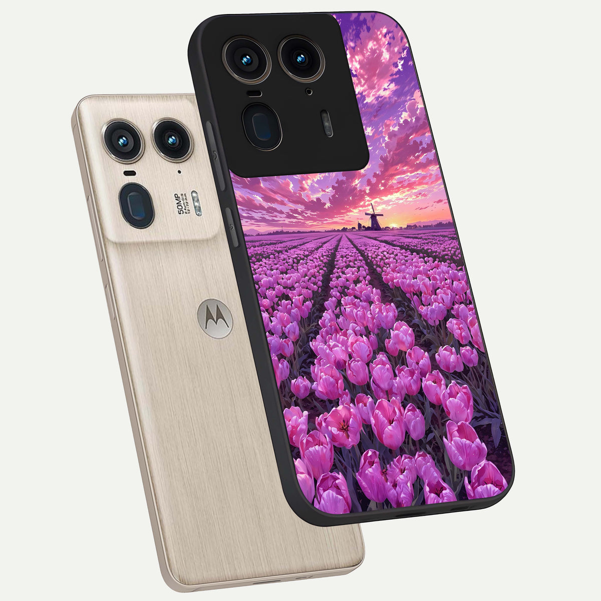  Lavender Dream Skies phone case For Moto Edge 50 Ultra showing premium glass back cover with detailed artwork