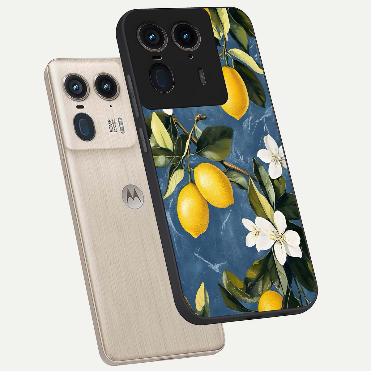  Lemon Dream Garden phone case For Moto Edge 50 Ultra showing premium glass back cover with detailed artwork