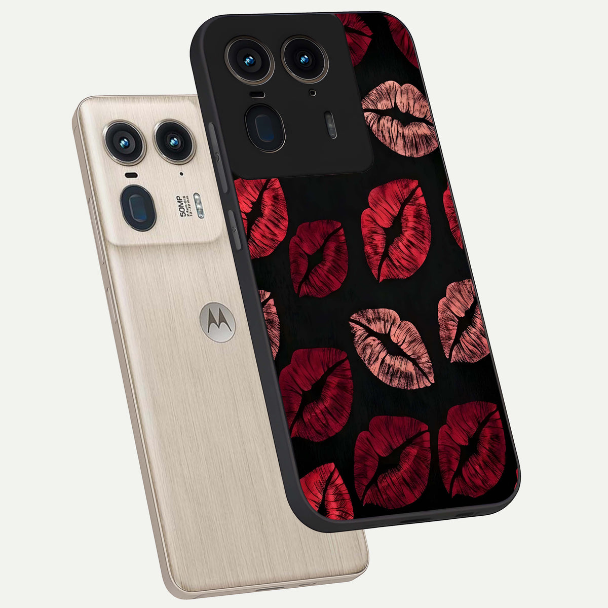  Midnight Kiss Love phone case For Moto Edge 50 Ultra showing premium glass back cover with detailed artwork