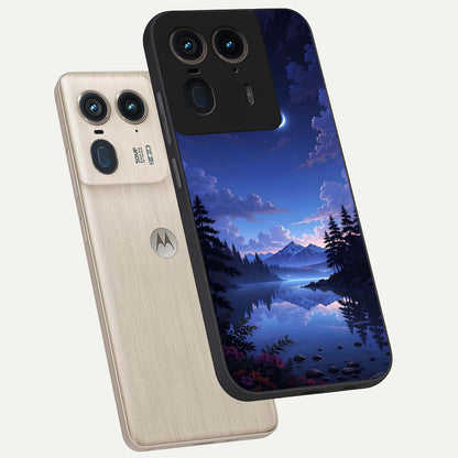  Midnight Lake Peace phone case For Moto Edge 50 Ultra showing premium glass back cover with detailed artwork