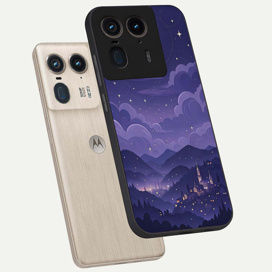  Minimal Night View phone case For Moto Edge 50 Ultra showing premium glass back cover with detailed artwork