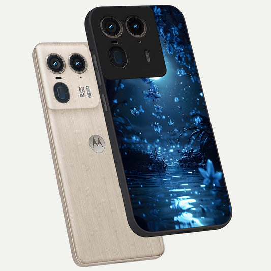  Moonlight Petal Dream phone case For Moto Edge 50 Ultra showing premium glass back cover with detailed artwork