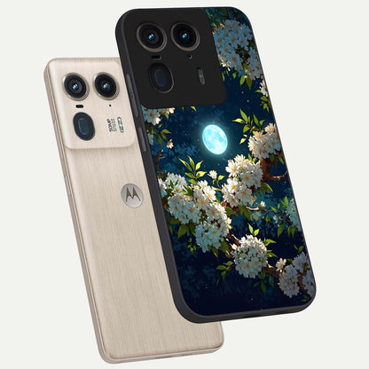  Moonlit Blossom Dream phone case For Moto Edge 50 Ultra showing premium glass back cover with detailed artwork