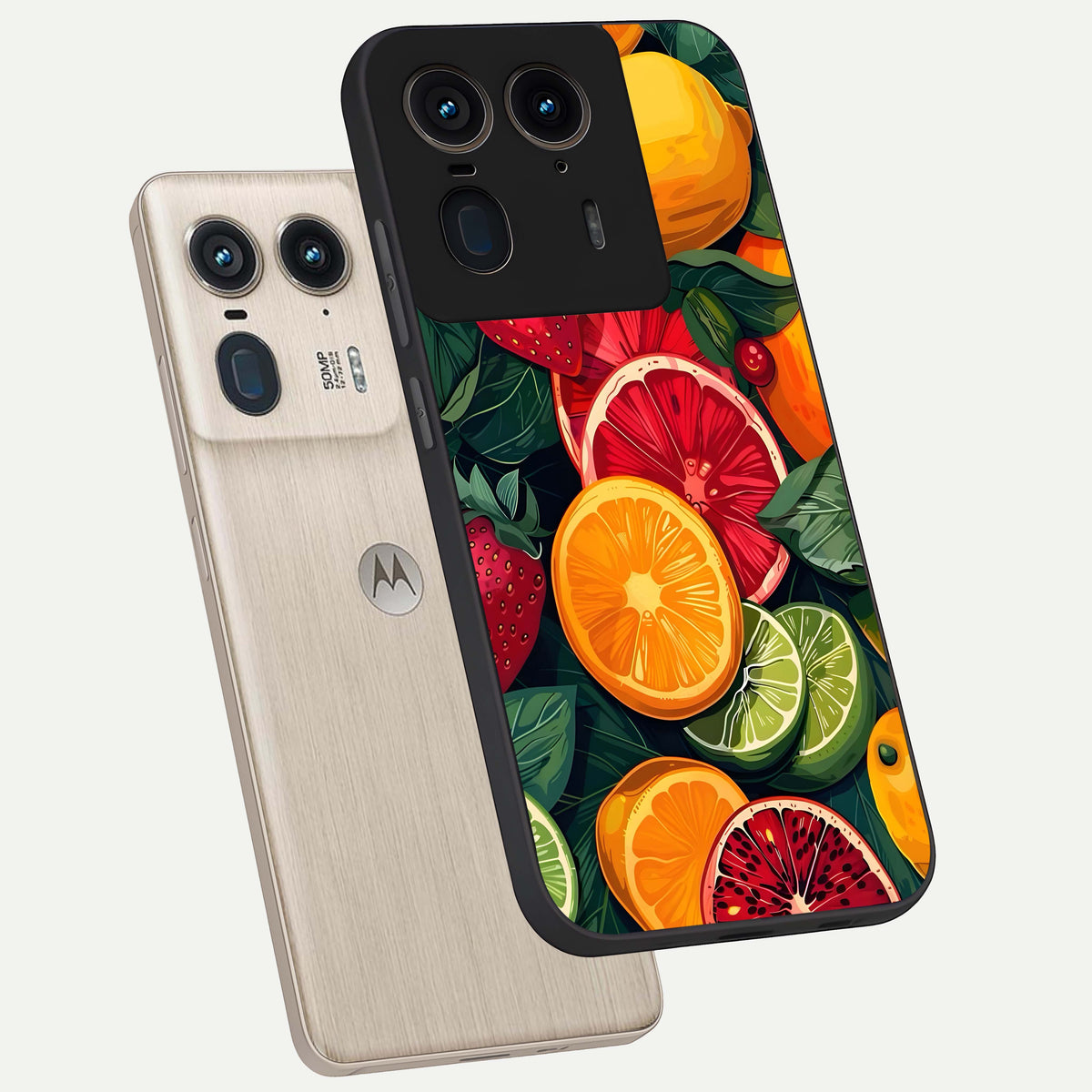  Multiple Fruits phone case For Moto Edge 50 Ultra showing premium glass back cover with detailed artwork