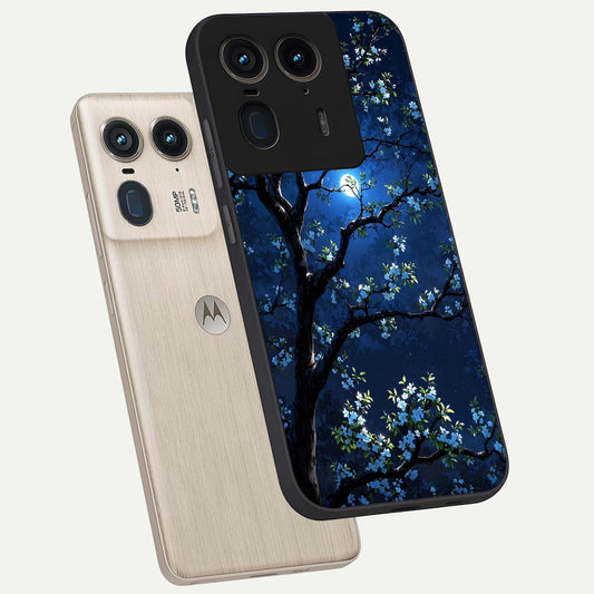  Mystic Floral Night phone case For Moto Edge 50 Ultra showing premium glass back cover with detailed artwork