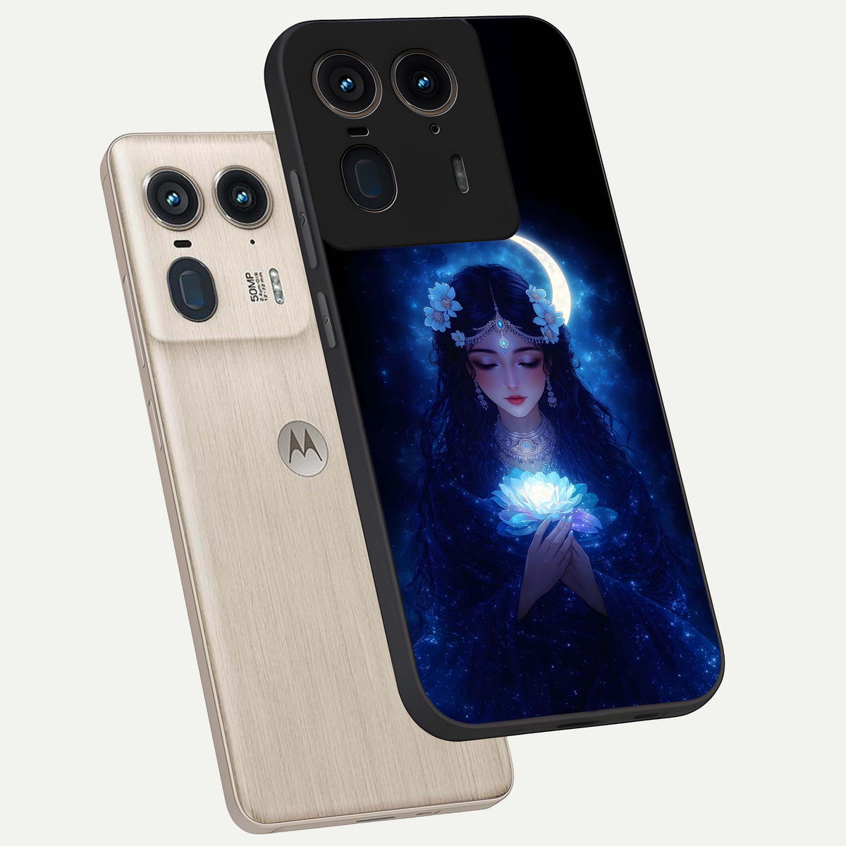  Mystic Moon Queen phone case For Moto Edge 50 Ultra showing premium glass back cover with detailed artwork