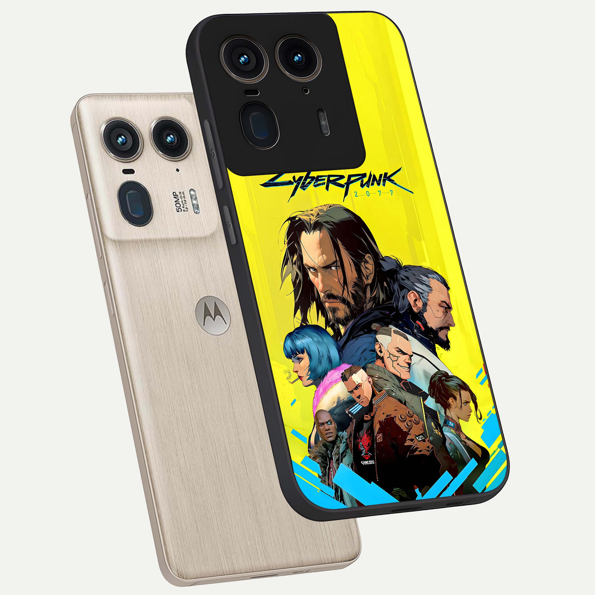  Neon Rebel Genesis phone case For Moto Edge 50 Ultra showing premium glass back cover with detailed artwork