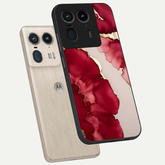  Pink And White Marble phone case For Moto Edge 50 Ultra showing premium glass back cover with detailed artwork