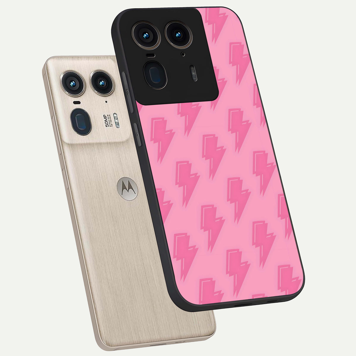  Pink Moo Magic phone case For Moto Edge 50 Ultra showing premium glass back cover with detailed artwork