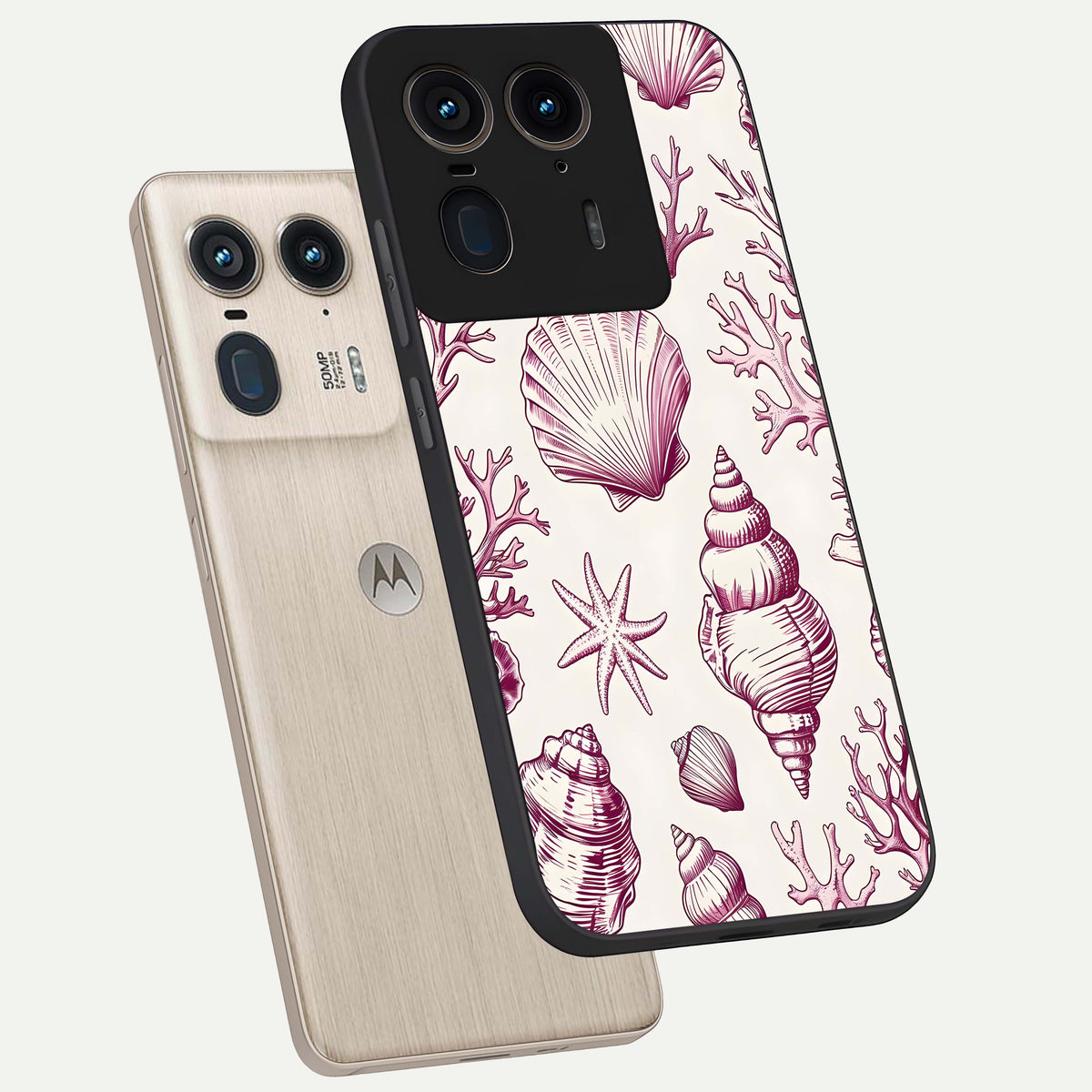  Pink Power Sparks phone case For Moto Edge 50 Ultra showing premium glass back cover with detailed artwork