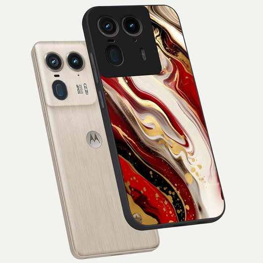  Red And White Marble phone case For Moto Edge 50 Ultra showing premium glass back cover with detailed artwork