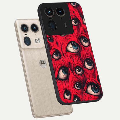  Red Eyes Pattern phone case For Moto Edge 50 Ultra showing premium glass back cover with detailed artwork