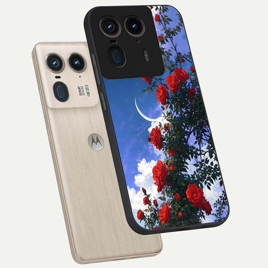  Rose Drift Flowers phone case For Moto Edge 50 Ultra showing premium glass back cover with detailed artwork