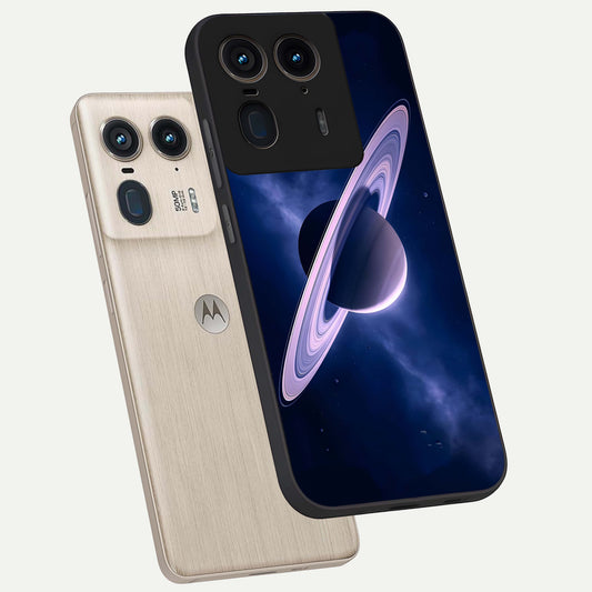  Saturn Ring Mystique phone case For Moto Edge 50 Ultra showing premium glass back cover with detailed artwork