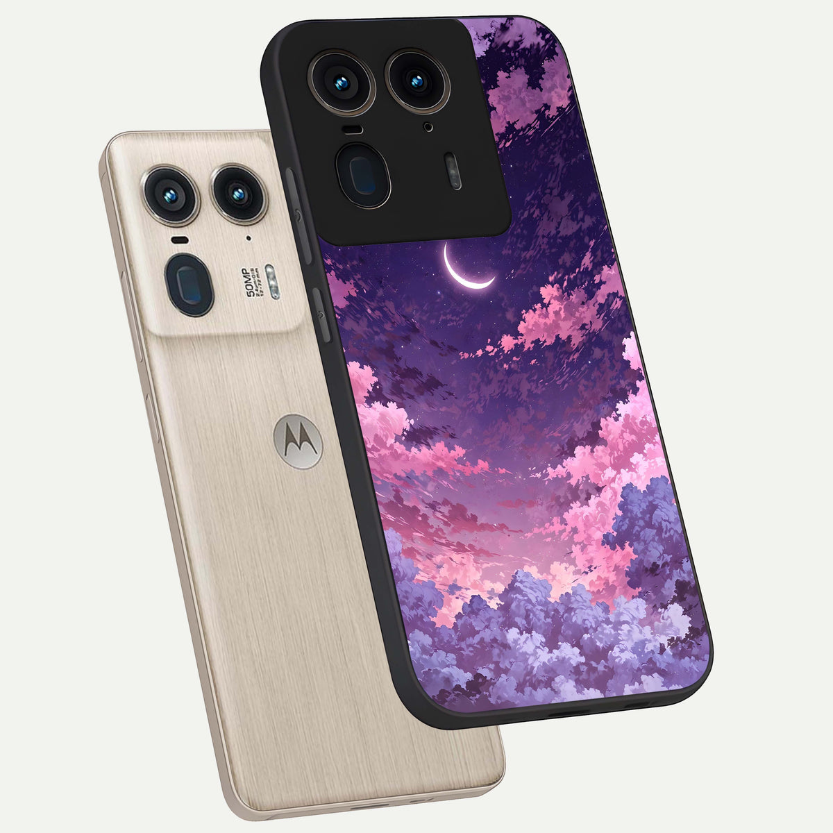  Sky Drift Clouds phone case For Moto Edge 50 Ultra showing premium glass back cover with detailed artwork