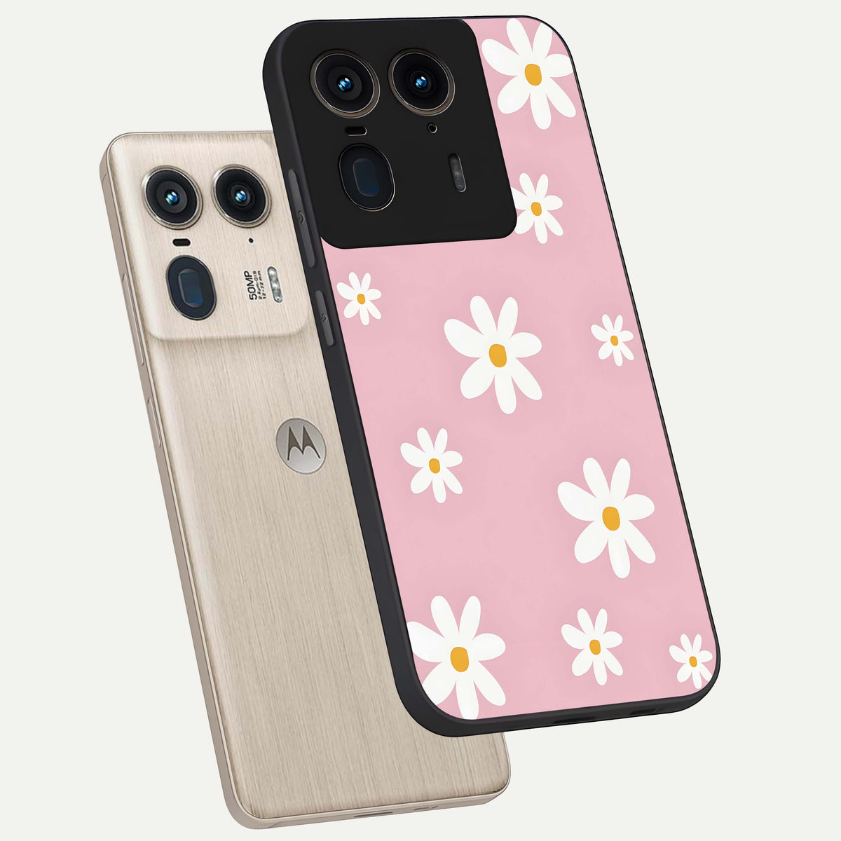  Soft Daisy Bliss phone case For Moto Edge 50 Ultra showing premium glass back cover with detailed artwork